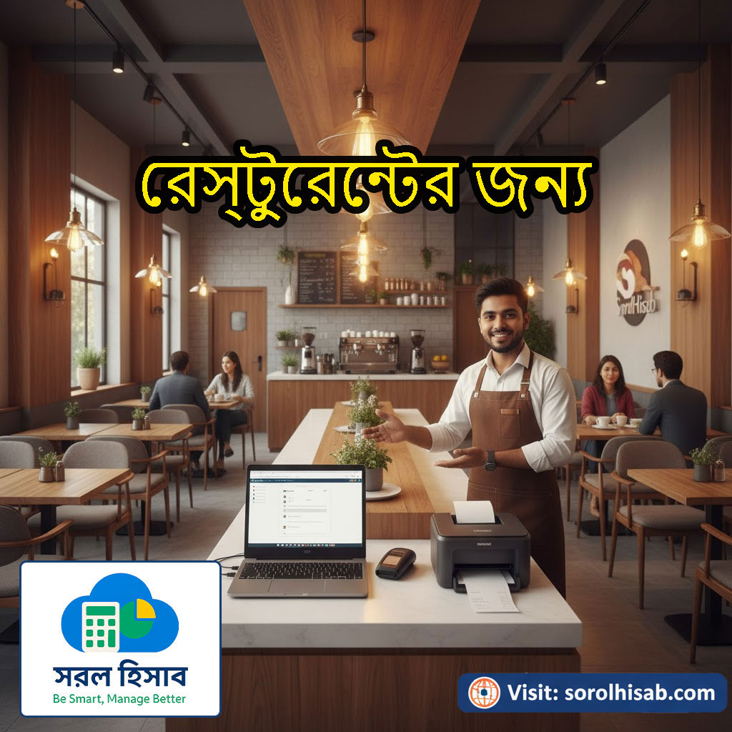 Sorol Hisab Restaurant Management Software দিয়ে Order, Stock, Sales ও POS Billing Management