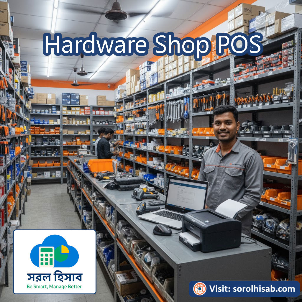 Sorol Hisab Hardware Shop Management Software দিয়ে Tools, Spare Parts, Stock ও POS Billing Management