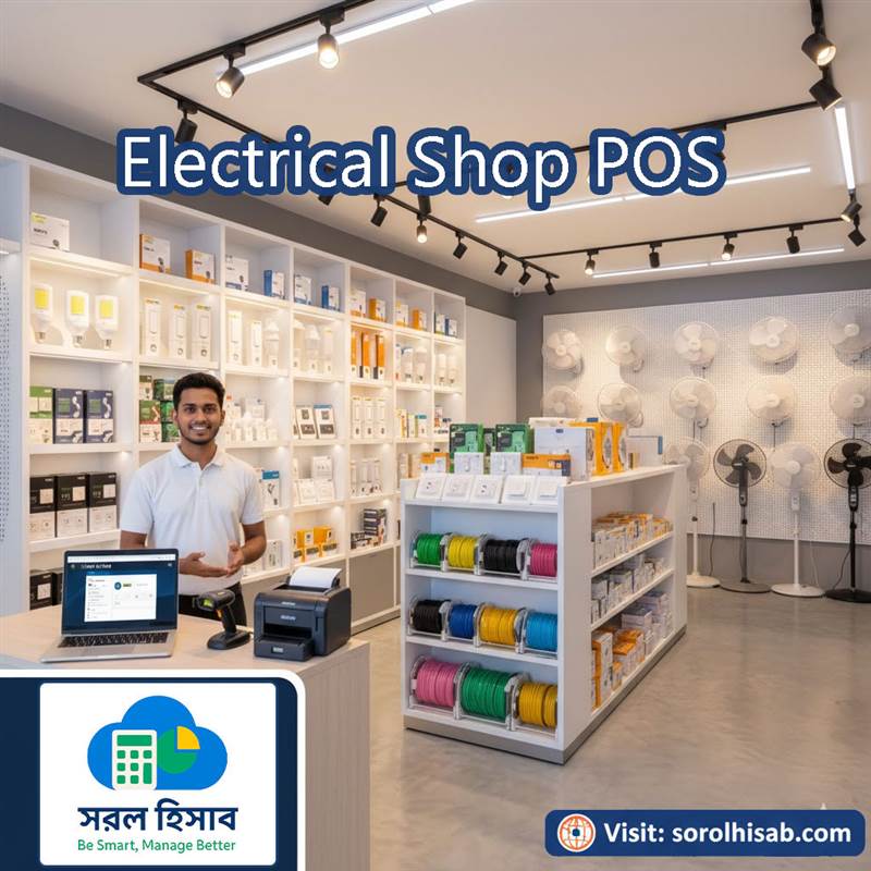 Sorol Hisab Electrical Shop Management Software দিয়ে LED Light, Fan, Cable, Switch ও Electrical Product Stock ও POS Billing Management