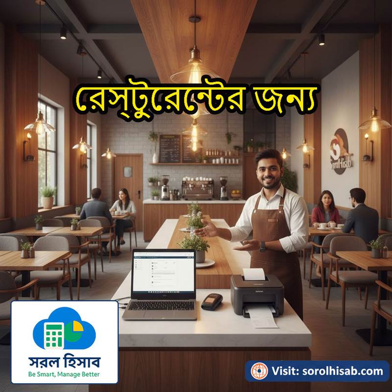 Sorol Hisab Restaurant Management Software দিয়ে Order, Stock, Sales ও POS Billing Management