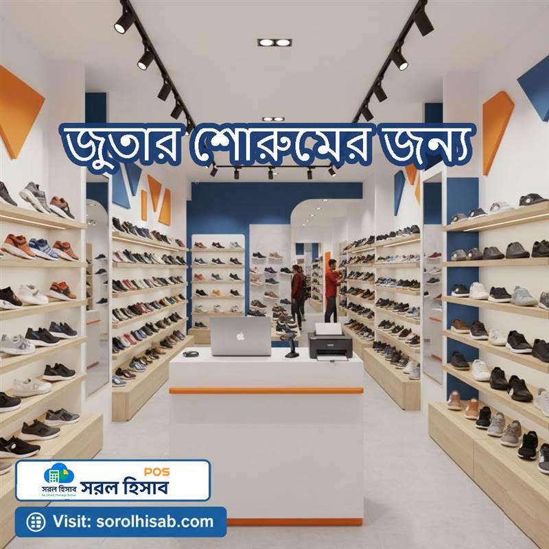 সরল হিসাব Shoe Store Management Software দিয়ে Size, Model, Color ও Stock Management