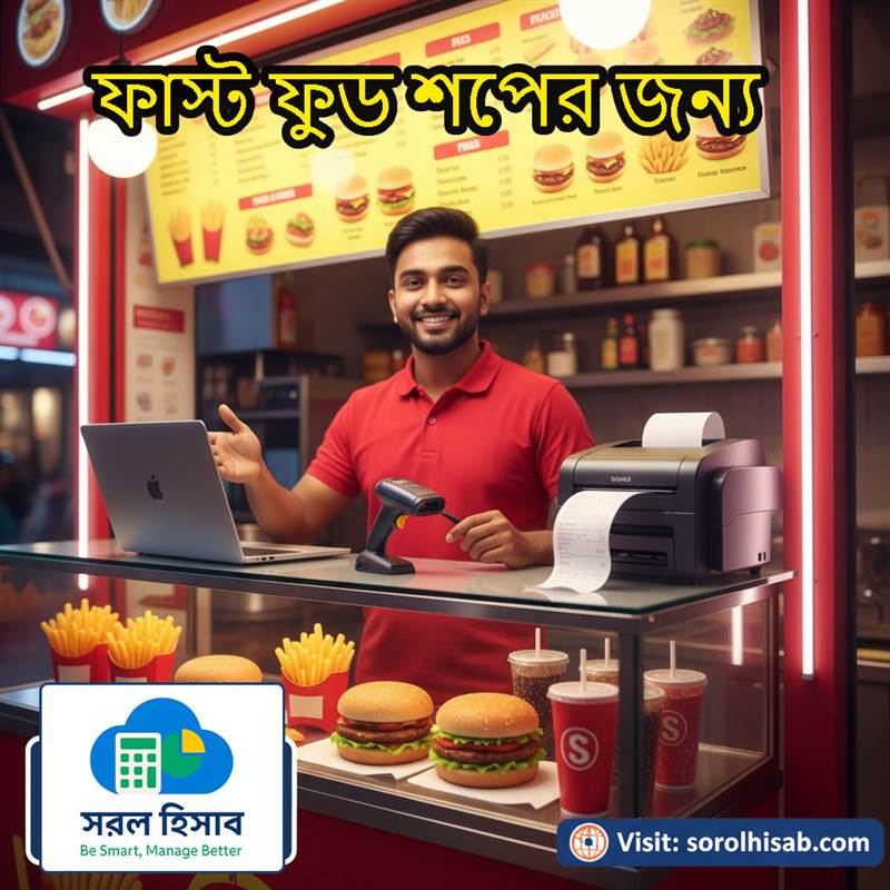 Sorol Hisab Fast Food Shop Management Software দিয়ে Burger Shop Order, Stock ও POS Billing Management