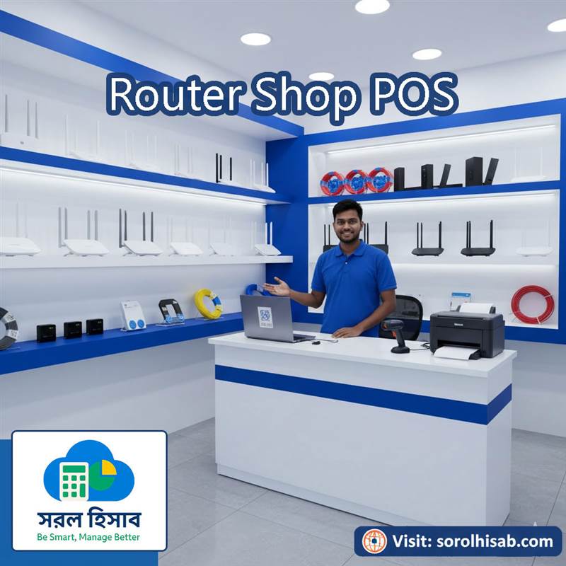 Sorol Hisab Networking Shop Management Software দিয়ে Router, CCTV, Networking Cable Stock ও POS Billing Management