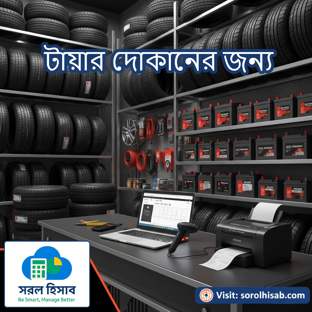 টায়ার ও ব্যাটারি দোকানের স্টক ও বিক্রয় হিসাব পরিচালনার জন্য Sorol Hisab